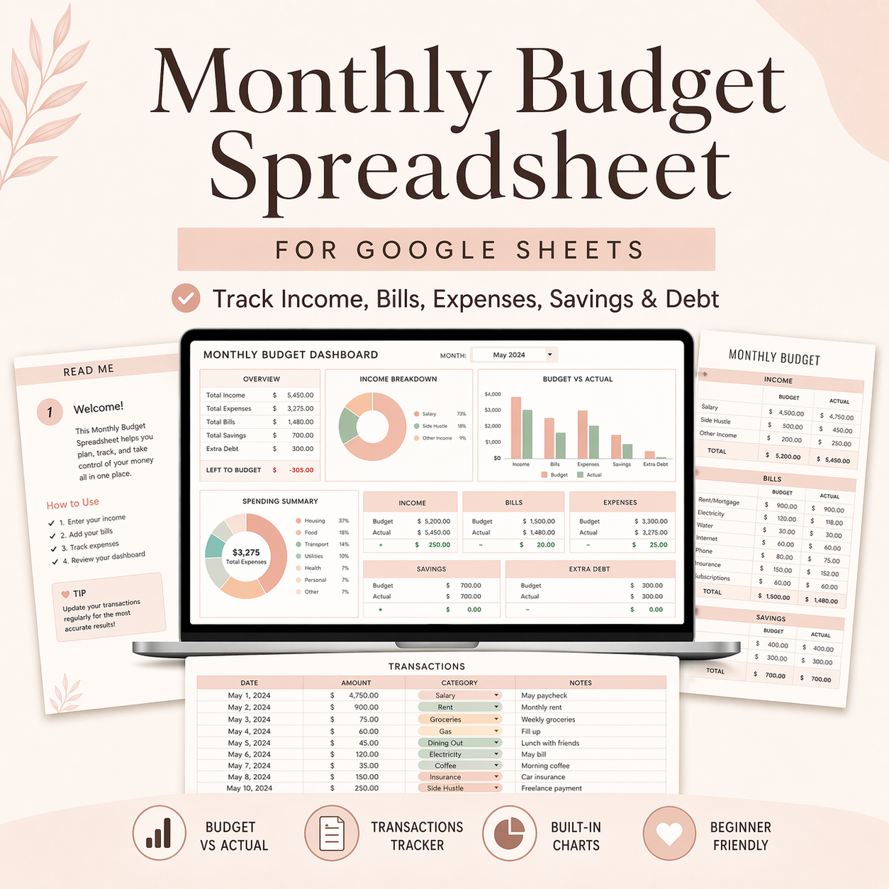 Monthly Budget Spreadsheet